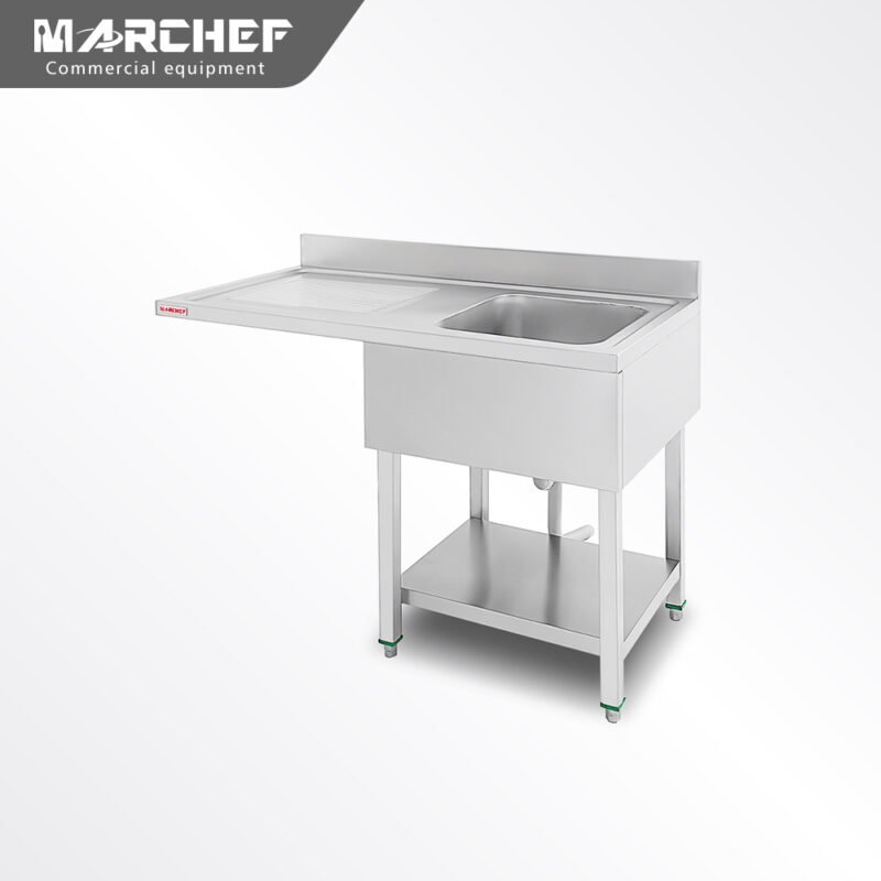 Freestanding Commercial Stainless Steel Single Sink with Plateform & Undershelf SX-126