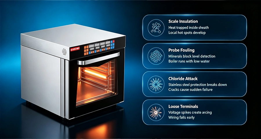 Commercial combi oven heating element inspection