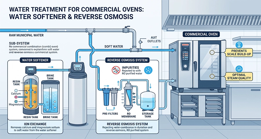 Commercial water filtration system for combi ovens
